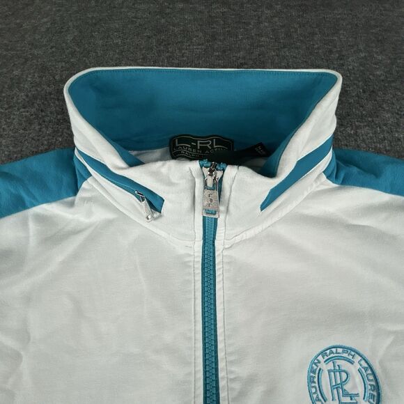 Lauren Active Ralph Lauren Track Jacket Womens Sz 2X 3/4 Sleeve White Teal - Picture 4 of 10